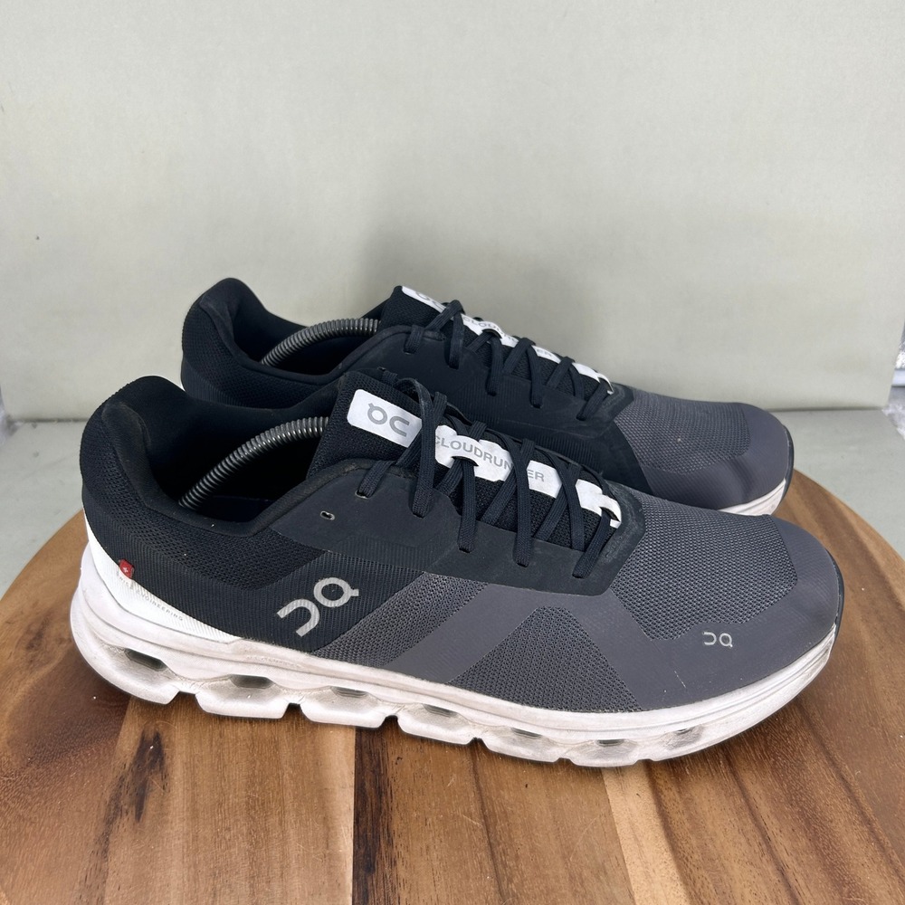 On Cloudrunner Mens Running Shoes Black Grey 46.99017 Size 12.5
